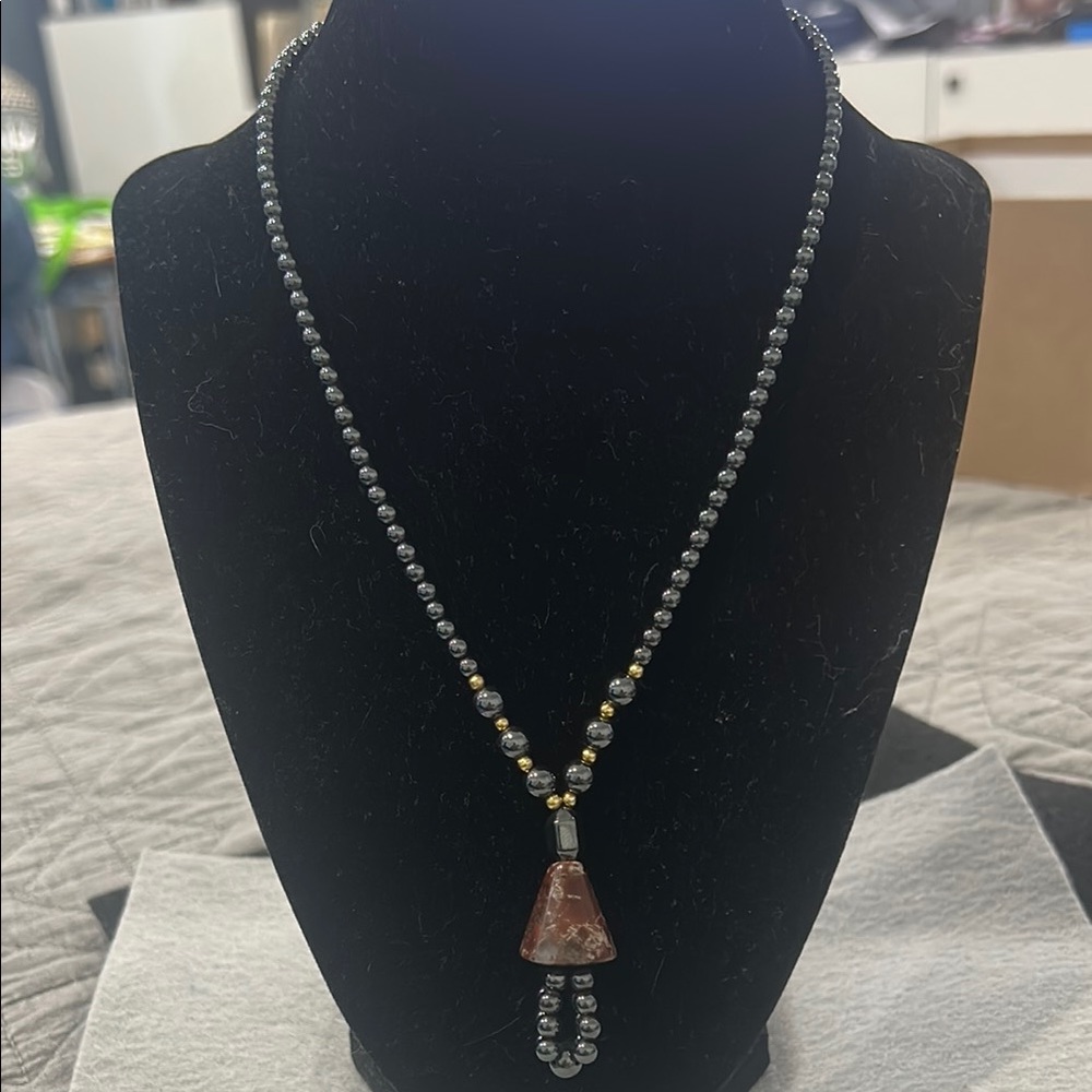 Hematite beaded vintage necklace